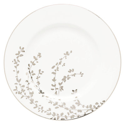 kate spade new york Gardener St Platinum Bone China 20cm Salad Plate, Silver/ White